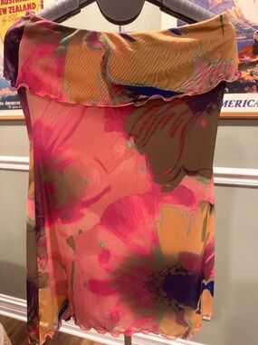 Floral Watercolor Strapless Dress lined in Pink